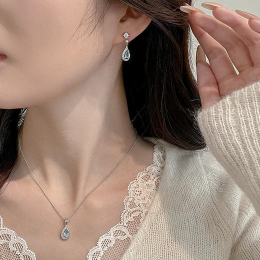 【澄澈之冰】纯银水滴托帕石几何不规则耳饰【JHY-E001023B】 商品图1