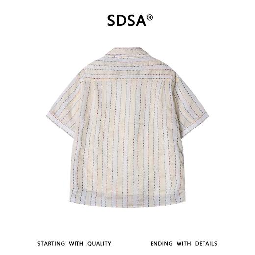 SDSA男装2026新款高贵轻奢日系撞色竖纹假两件短袖衬衫百搭上衣 商品图4