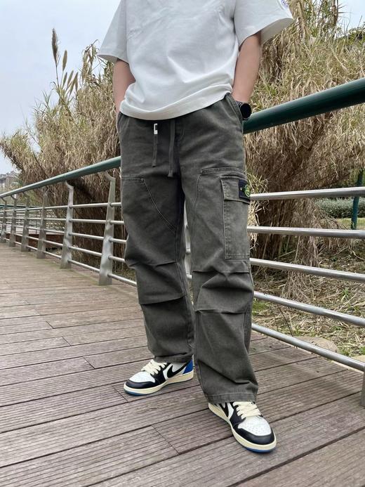 F032528早春美式复古工装直筒简约宽松高街重磅弯刀牛仔裤 商品图9