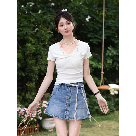 鹿向南【0328/20:00新品前1小时7折限量100件】蓝色半身裙 商品图2