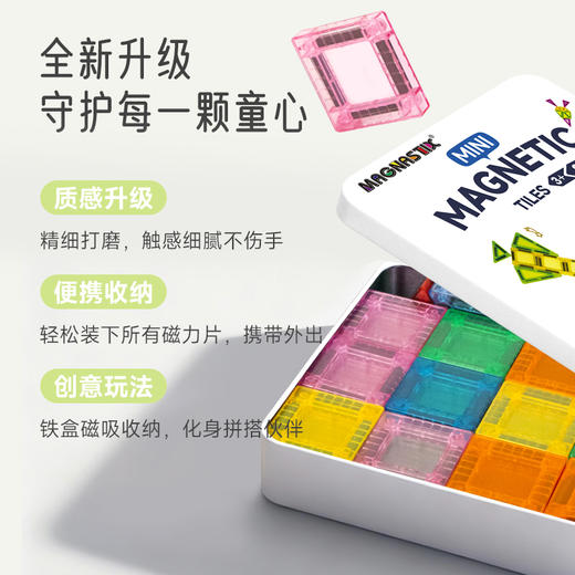 【思创新品磁力片】3.75cm迷你口袋款彩窗磁力片80Pcs好携带 商品图0