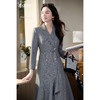 【预售10天】米思阳2026春季新款通勤气质收腰西装连衣裙时尚V领荷叶边鱼尾裙女4194/1104 商品缩略图0