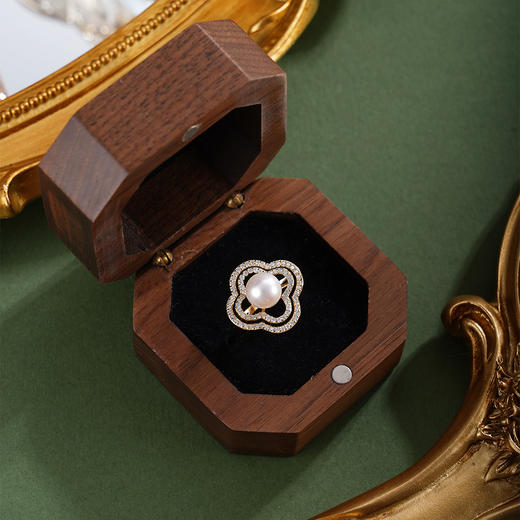 子佩集【相思四叶】银S925珍珠惜王妃戒指【YR0090】7mm珠双色四叶草四瓣花2601 商品图3