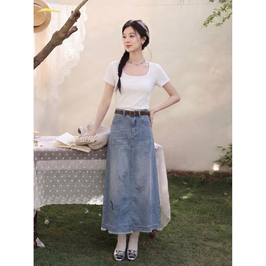 鹿向南【0328/20:00新品前一小时7折】蓝色半身裙 商品图2