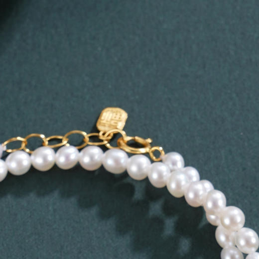 子佩集【福蕴长华】银S925珍珠惜王妃手链【QNS0007】3mm珠镀金南红方块2601 商品图4