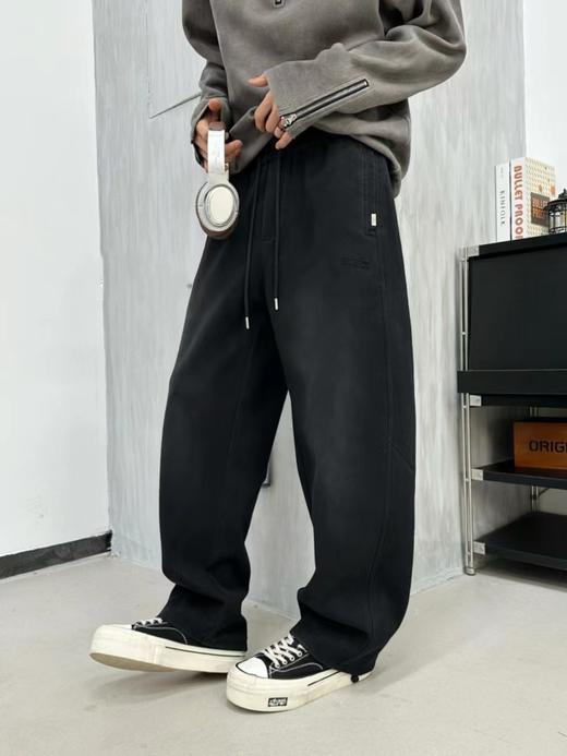 F032527春夏新品情侣款休闲松紧腰围细斜炒洗弯刀裤牛仔裤 商品图14