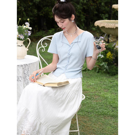 鹿向南【0328/20:00新品前一小时7折】蓝色T恤 商品图4