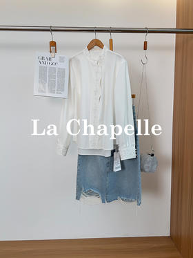 专柜实拍【轻奢调！】拉夏贝尔/La Chapelle气质立领刺绣门襟中式国风设计感纯棉净版休闲长袖衬衣女