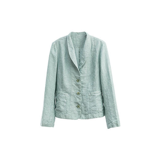 绽放132朵/斜纹亚麻脏染翻领长袖西装女经典文艺老钱风外套夏新款 商品图4