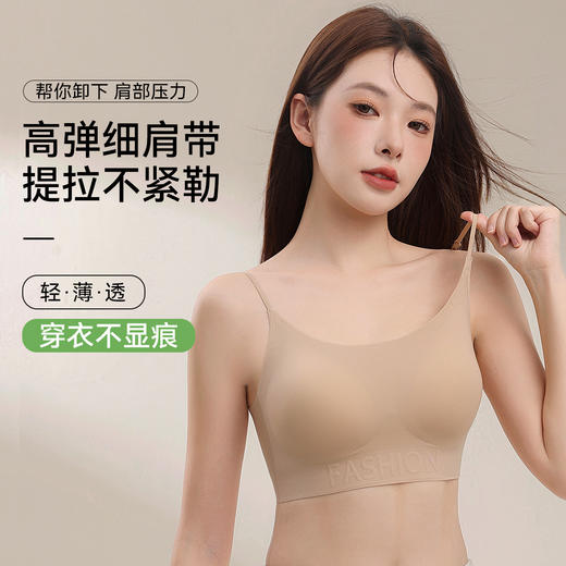 无痕文胸果冻内衣粉底液内衣女透气隐形胸罩小胸聚拢无钢圈细肩带美背文胸 商品图2