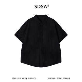 SDSA男装2026新款高贵轻奢老钱风纯色竖纹短袖衬衫百搭简约上衣