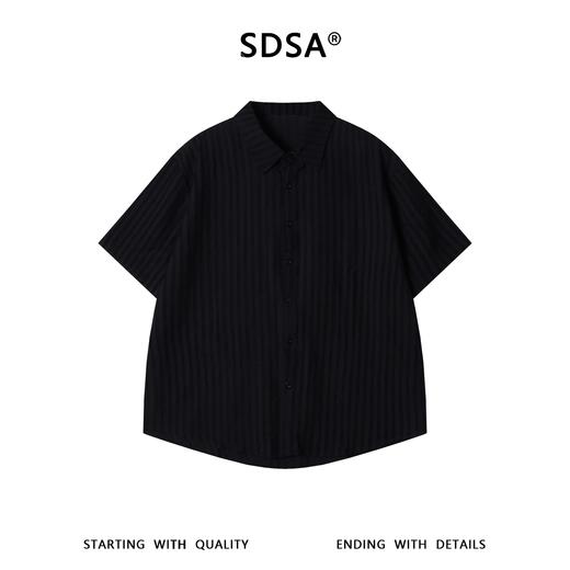 SDSA男装2026新款高贵轻奢老钱风纯色竖纹短袖衬衫百搭简约上衣 商品图0