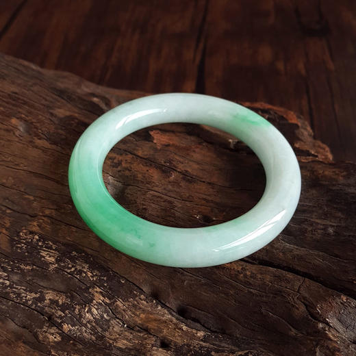 【天然正品】A货翡翠天然精品圆条细腻糯种飘辣阳绿57.5号翡翠手镯（有纹）57.5号（皆取最大值）190326HS26 商品图3