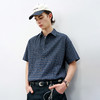 714street复古棉麻蓝色格子短袖衬衫男2026夏季宽松落肩美式衬衣 商品缩略图0