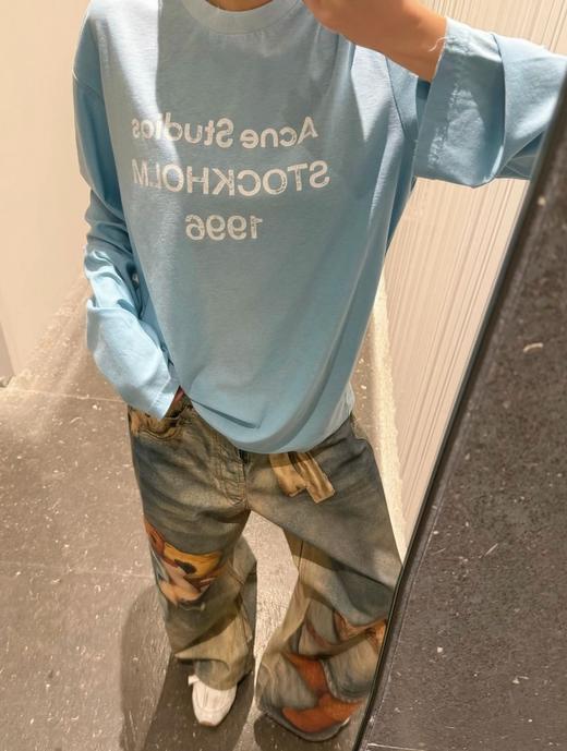 女款印花做旧长袖T恤la001 商品图3