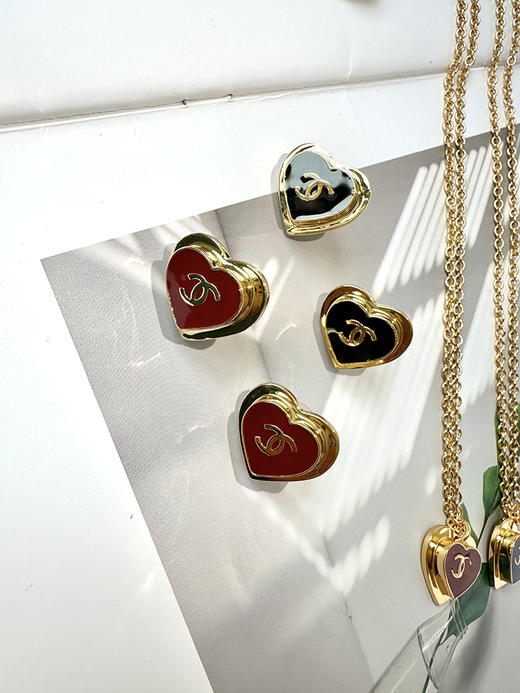 THS-无 香家 轻松的时髦感 珐琅爱心系列项链耳饰 5色 CU1344 商品图5