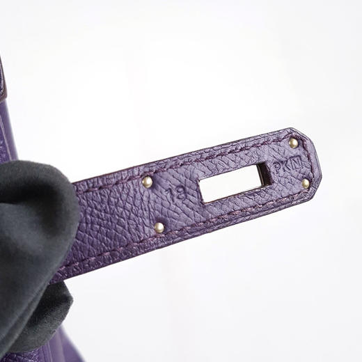 【95新】HERMES爱马仕BIRKIN紫色银扣Epsom皮Birkin 30铂金包手提包女士200326TJ06 商品图7