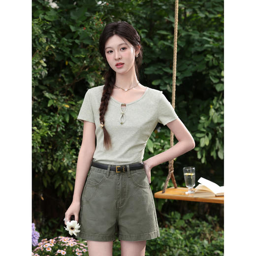 鹿向南【0328/20:00新品前一小时7折】绿色牛仔裤 商品图3