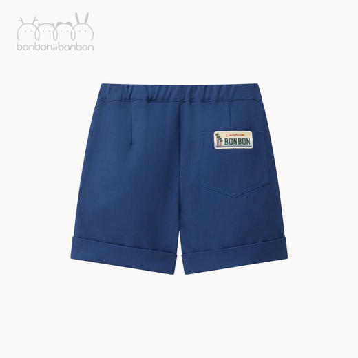 复古洗水蓝翻折边短裤 商品图1