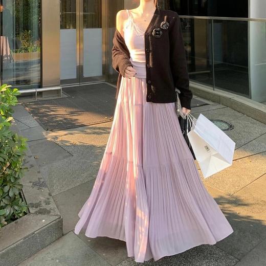 雨雾紫藤压褶半裙，名副其实的「仙女裙」，高级显白 商品图0