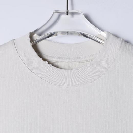 SDSA男装2026新款高贵轻奢时尚简约纯色领口磨破设计圆领短袖T恤 商品图1