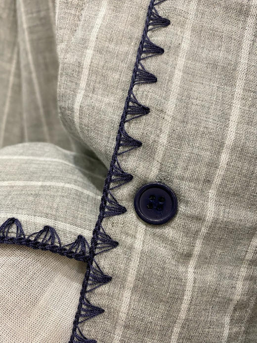 松植屋情侣款【真诚】全棉竖条纹长袖纱布睡衣套装男女款家居服 商品图6