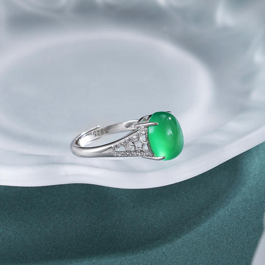 子佩集【绿漪星辰】银S925戒指【JZ017478】五角星绿玉髓2602 商品图0