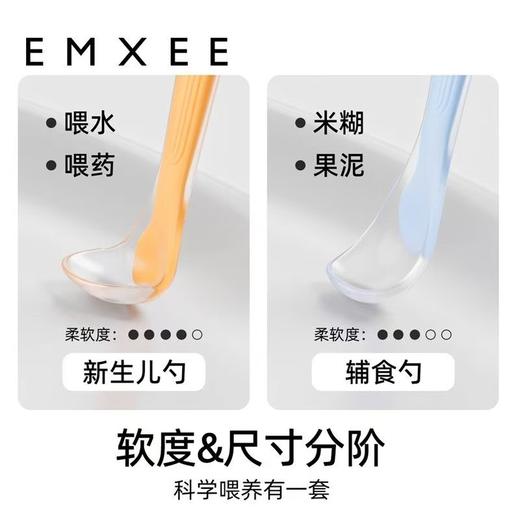 【刮码发货】嫚熙婴幼儿喂养勺晴空蓝+赤霞橙小勺头 商品图3