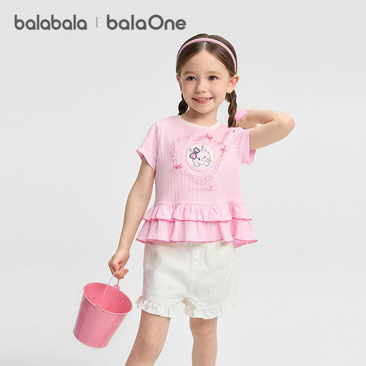 【balaOne】巴拉巴拉童装儿童短袖t恤2026新夏装女童甜美时尚上衣 商品图0