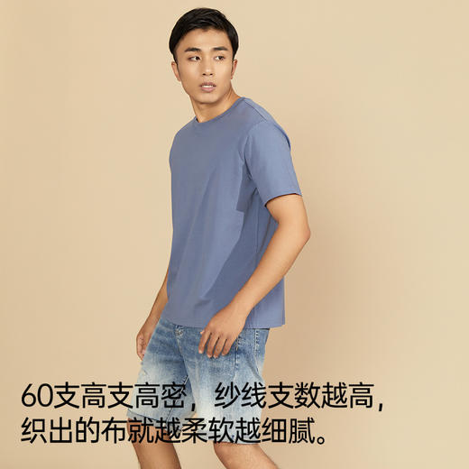【直降35】男士60支双面莫代尔棉圆领T恤 商品图3