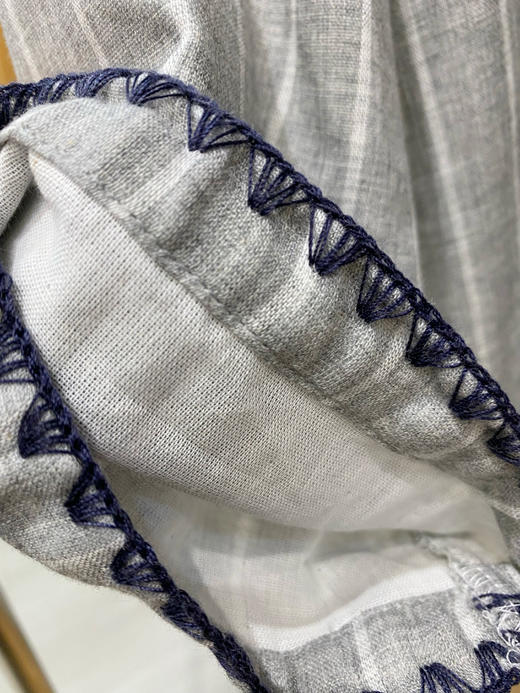 松植屋情侣款【真诚】全棉竖条纹长袖纱布睡衣套装男女款家居服 商品图7