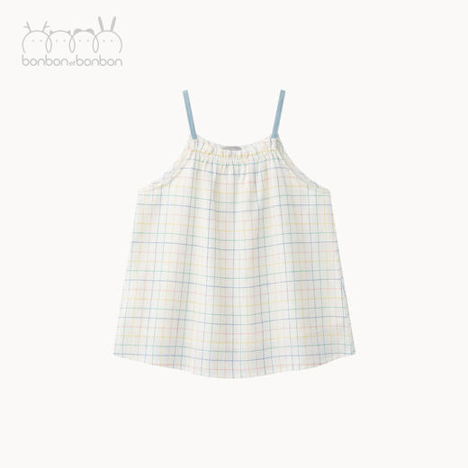 彩格棉麻吊带上衣/半身裙套装 商品图3