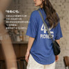 马登复古宽松印花莱赛尔天丝弧形下摆连帽短袖T恤半袖上衣女士夏 商品缩略图3