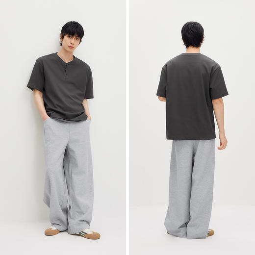 森马短袖T恤男夏季亨利领半开襟上衣2026新款凉感透气纯色针织衫 商品图4