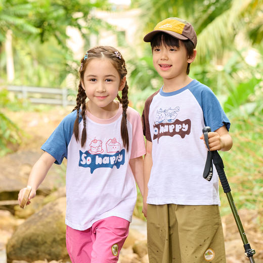 【10A抗菌】棉花堂夏款蓝雾粉咖竹节棉童装短袖T恤 ---FA61164 商品图9