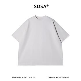 SDSA男装2026新款高贵轻奢时尚简约纯色领口磨破设计圆领短袖T恤