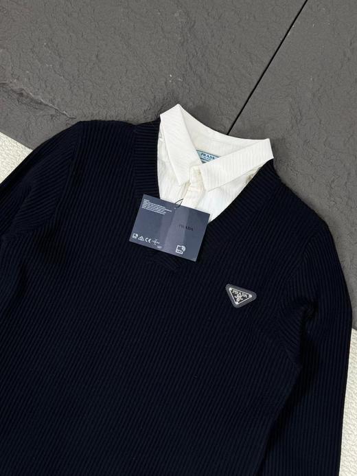 F032554假两件针织毛衣黑三角柔软亲肤针织衫男女同款 商品图5