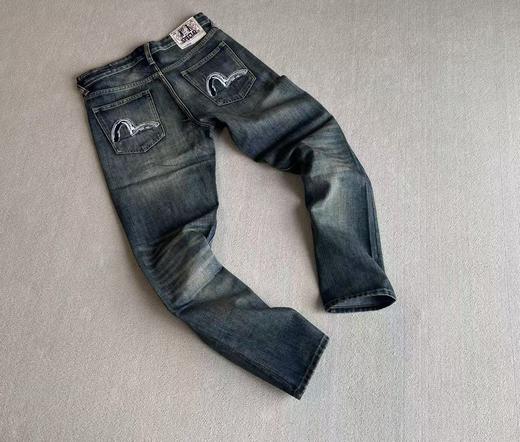【a61】男子复古水洗磨白牛仔长裤！！ 商品图2