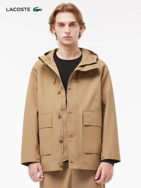 官网同步】LAC0STE法国鳄鱼 宽松休闲舒适连帽长袖夹克外套情侣同款