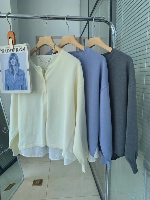 日单！无补！蕾丝拼接圆领开衫  26ZB03024- 商品图1