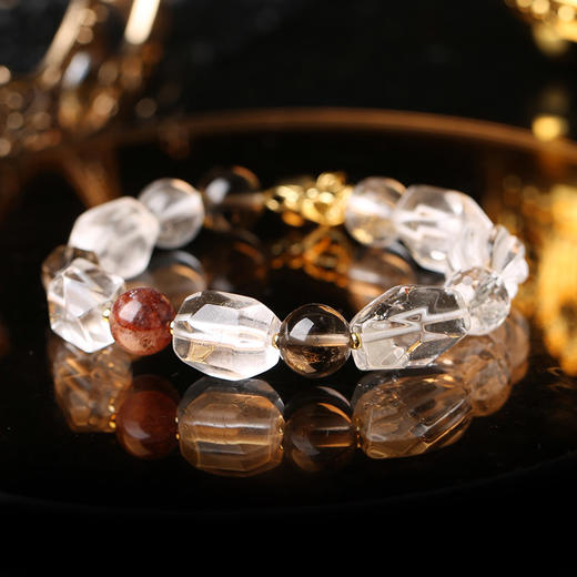 【祈愿吉品】「和光同尘」白水晶茶晶净化手链 商品图0