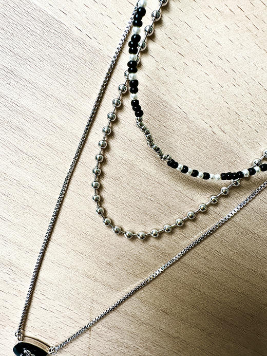 THS-无 香家 中古三层无需搭配的多链条项链 CU1343 商品图2