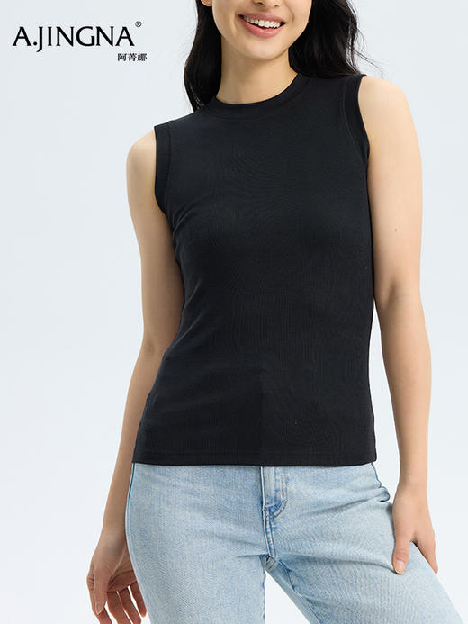 【无袖背心】阿菁娜春夏季新款松弛感无袖背心软糯蓬松毫无束缚圆领无袖清爽利落F31C301020 商品图2