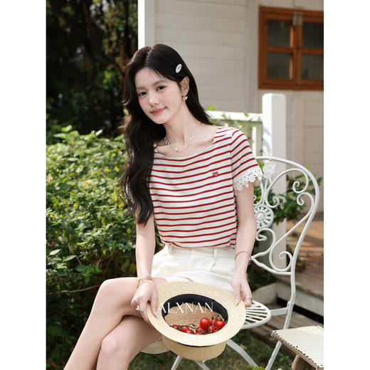 鹿向南「蕾丝叙逸」小众设计感浅杏色休闲短裤女夏季简约风阔腿裤 商品图4