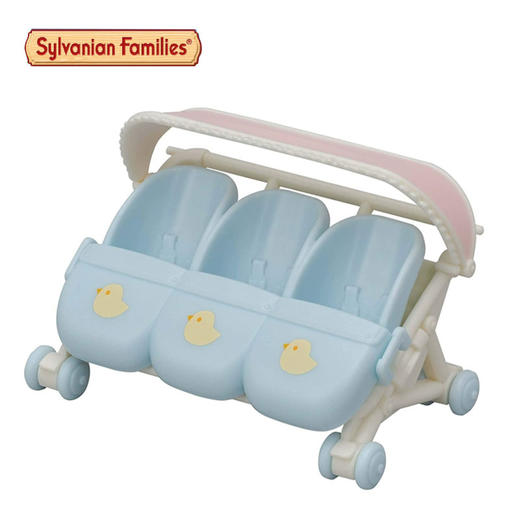 森贝儿家族玩偶宝宝公仔配件女孩过家儿童玩具三胞胎婴儿推车（不含公仔） 商品图1
