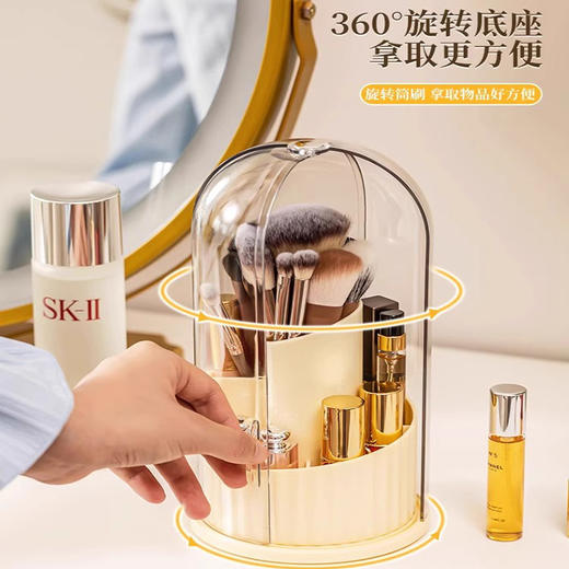 【防水防尘❗️旋转筒刷】化妆刷收纳筒口红眼影置物架桌面笔筒旋转防尘梳妆台化妆品收纳盒。ya 商品图3
