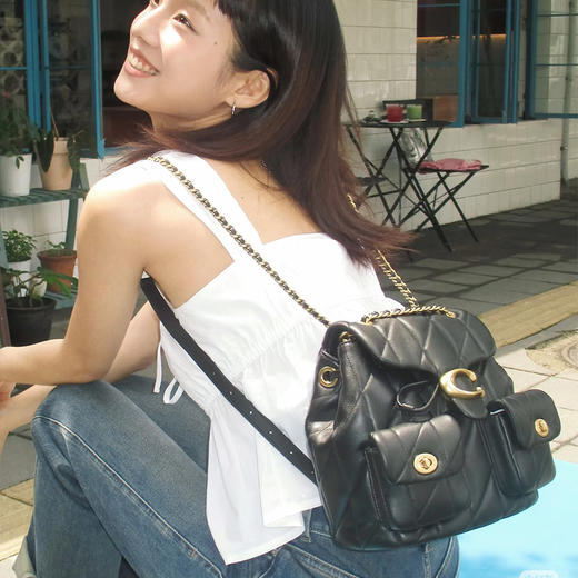 【新品特惠 香港直邮】COACH/蔻驰 女士菱格纹绗缝TABBY双肩包 白色 清关约7个工作日-w 商品图4