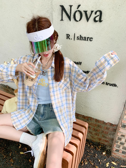 <曾小咸推荐>3.27现货秒杀 ！微信超特价！韩系撞色格纹衬衫 日常159.99 立减90 秒杀69.99！！ 商品图7