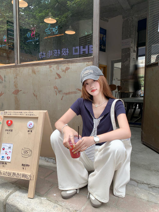 <曾小咸推荐>3.26现货秒杀 ！微信超特价！学院风海军领短袖T恤 日常119.99 立减60 秒杀59.99！！ 商品图10