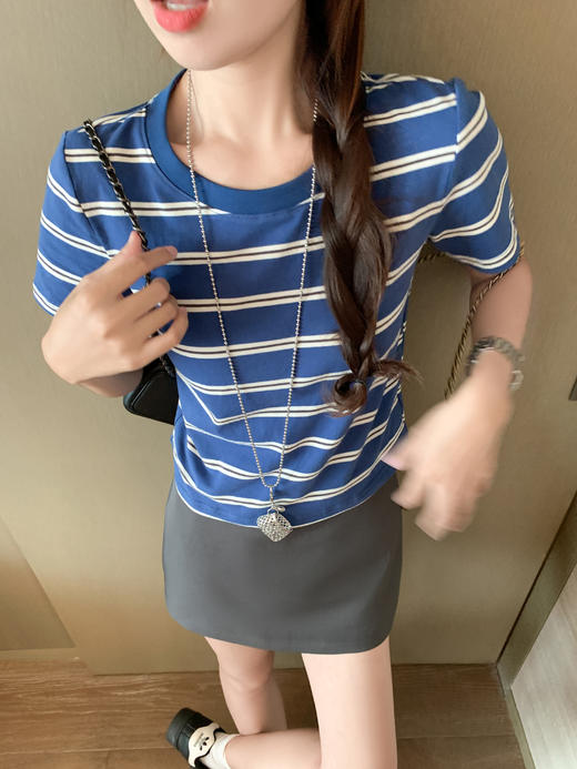 <曾小咸推荐>3.27现货秒杀 ！微信超特价！撞色条纹短袖T恤 日常99.99 立减60 秒杀39.99！！ 商品图9